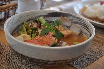 Delicious and fresh sea food soup 