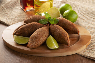 Kibbeh - Minced meat from the Middle East. Fried snack a typical Brazilian popular party dish (kibe)