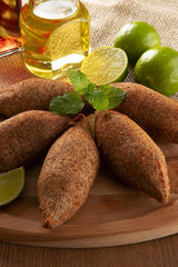 Kibbeh - Minced meat from the Middle East. Fried snack a typical Brazilian popular party dish (kibe)