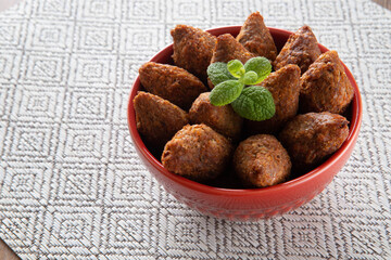 Kibbeh - Minced meat from the Middle East. Fried snack a typical Brazilian popular party dish (kibe)
