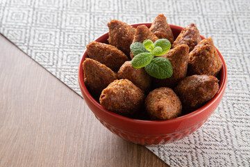 Kibbeh - Minced meat from the Middle East. Fried snack a typical Brazilian popular party dish (kibe)