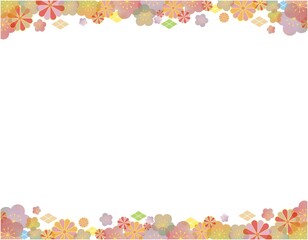 花フレーム01_01（和風の花をあしらった余白が多いフレーム）