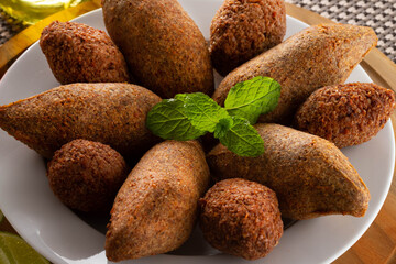 Kibbeh - Minced meat from the Middle East. Fried snack a typical Brazilian popular party dish (kibe)
