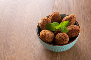 Kibbeh - Minced meat from the Middle East. Fried snack a typical Brazilian popular party dish (kibe)
