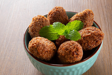 Kibbeh - Minced meat from the Middle East. Fried snack a typical Brazilian popular party dish (kibe)