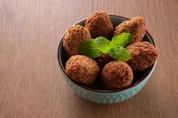 Kibbeh - Minced meat from the Middle East. Fried snack a typical Brazilian popular party dish (kibe)