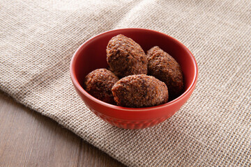 Kibbeh - Minced meat from the Middle East. Fried snack a typical Brazilian popular party dish (kibe)