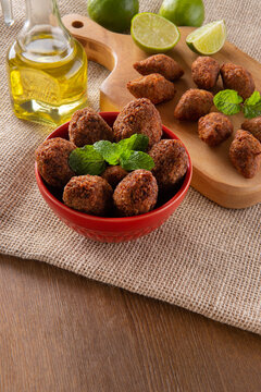 Kibbeh - Minced meat from the Middle East. Fried snack a typical Brazilian popular party dish (kibe)