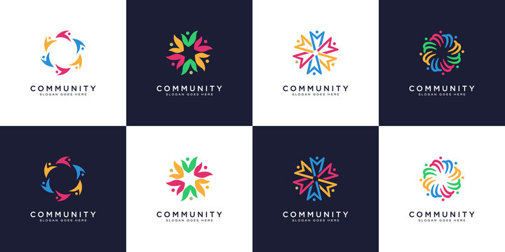 Set of people and community logo