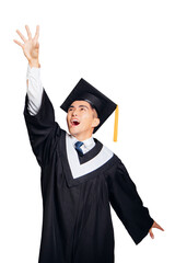 Young Graduation male student hand try to catch something