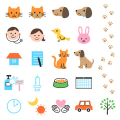 Fototapeta premium 動物病院のアイコンセット（カラフル）
