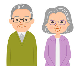 笑顔のシニア夫婦（上半身）