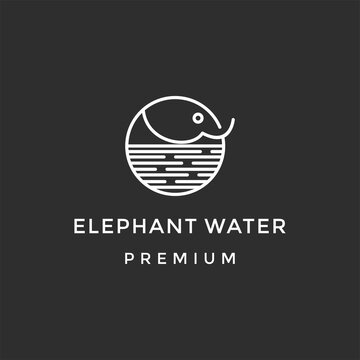 elephant water line logo vector illustration on a black background