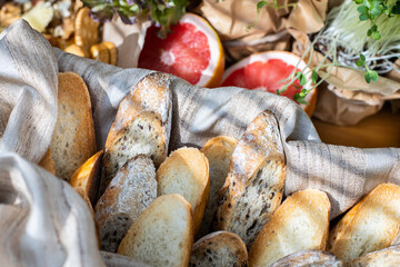 Close up table serve vegetarian food and drink preparing for birthday party or celebrating holiday