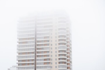 Building city fog architecture office. sky
