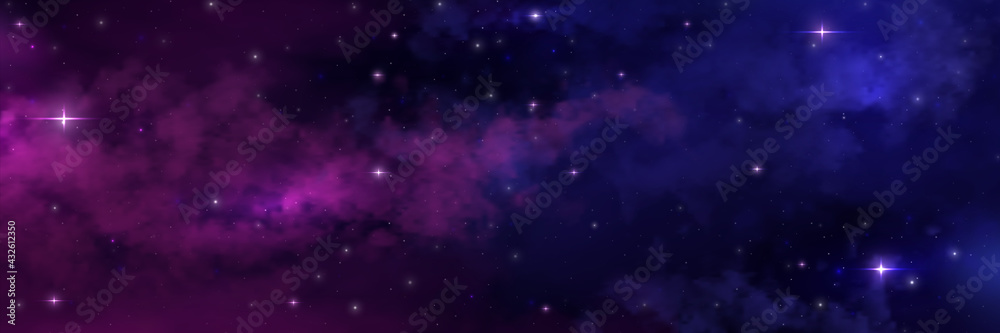 Wall mural night sky. universe space background. starry heaven with milky way and nebulas. scenic view of stars