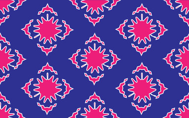 Pink pattern white border On a blue background Abstract, modern, modern style design. For fabric patterns and more