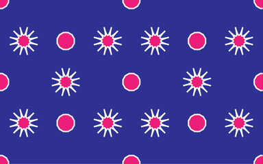 Pink pattern white border On a blue background Abstract, modern, modern style design. For fabric patterns and more