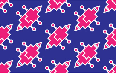 Pink pattern white border On a blue background Abstract, modern, modern style design. For fabric patterns and more