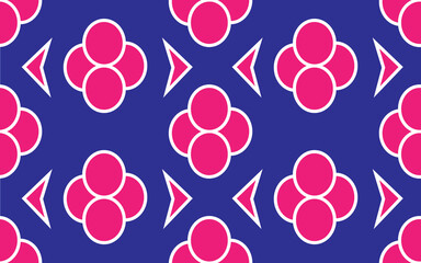 Pink pattern white border On a blue background Abstract, modern, modern style design. For fabric patterns and more