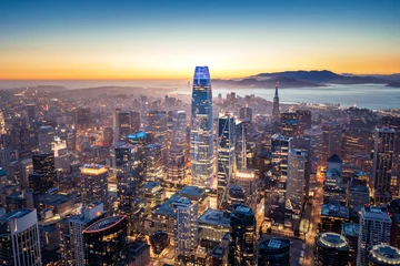 Foto op Aluminium Aerial View of San Francisco Skyline at Night © heyengel