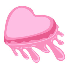 melted pink chocolate heart valentine isolated