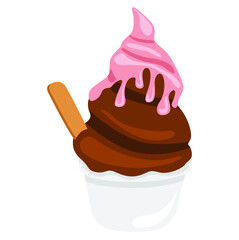 ice cream with melted chocolate 