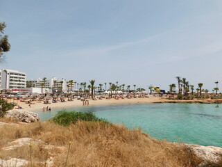 azure water on nissi beach. ayia napa. cyprus. April 2021