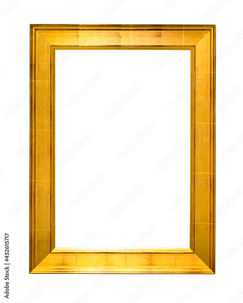 Wall mural vertical wide flat gold wooden picture frame