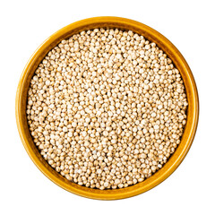 unhulled Sorghum grains in round bowl cutout