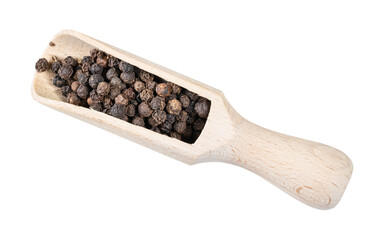 hainan black pepper in wood scoop cutout
