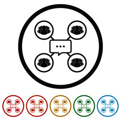 Chat group ring icon isolated on white background color set