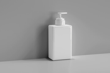 Square Pump Bottle 3D Rendering