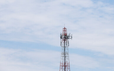 telecommunication tower with antennas
