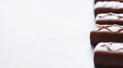 Chocolate bars on a black background in backlight. Chocolate with filling. Sweet sweets for snack and tea.