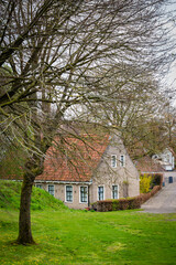 Fototapeta na wymiar Street view of the Dutch fortified little village Bourtange in Westerwolde, Groningen in The Netherlands