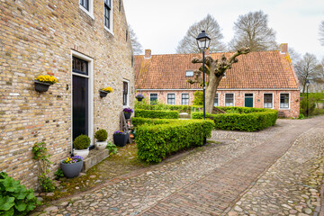 Street view of the Dutch fortified little village Bourtange in Westerwolde, Groningen in The Netherlands