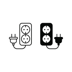 Electric socket with a plug. Power Supply vector illustration color editable