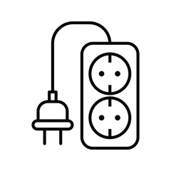 Electric socket with a plug. Power Supply vector illustration color editable