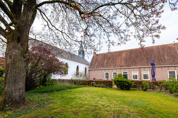 Obraz premium Street view of the Dutch fortified little village Bourtange in Westerwolde, Groningen in The Netherlands