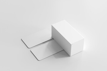 Isolated Product Packaging Box with Business Cards 3D Rendering