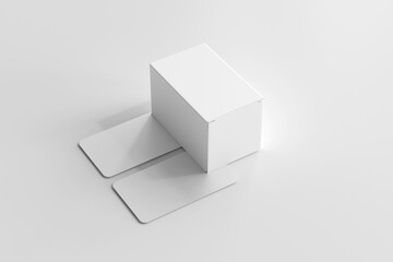 Isolated Product Packaging Box with Business Cards 3D Rendering