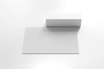 Isolated Product Packaging Box with A4 Paper 3D Rendering