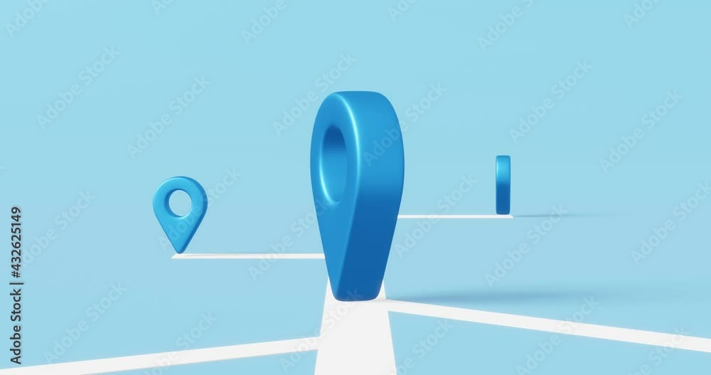 Poster locator mark of map and location pin or navigation icon sign on blue background with search concept.