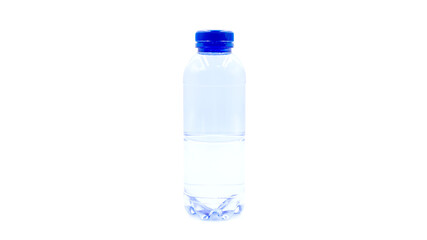 Plastic water bottle disposable , Blue lid clear water bottle ,isolated on white background
