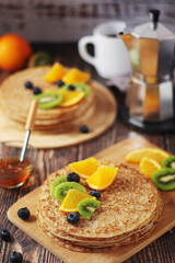 Crepes or bliny with fruit