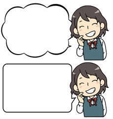 頬をかく女子学生のバストアップ