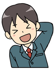 お調子者の男子学生のバストアップ