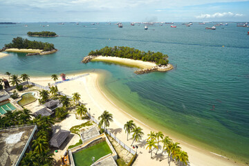 View of sentosa island beaches from Palawan beach