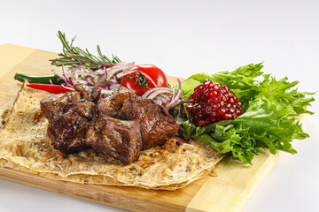 Grilled beef kebab barbeque shashlik